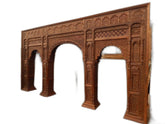 Antique Handmade Carved Indian Jharokha Solid Hard Wood Large Arch
